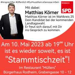 Stammtisch am 10. Mai 2023 mit Matthias Körner 